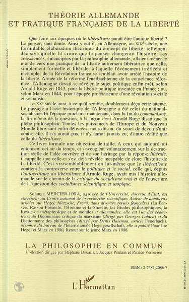 Théorie allemande et pratique française de la liberté (9782738420565-back-cover)