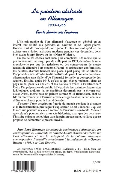 LA PEINTURE ABSTRAITE EN ALLEMAGNE 1933-1955, Sur le chemin vers l'inconnu (9782738494092-back-cover)