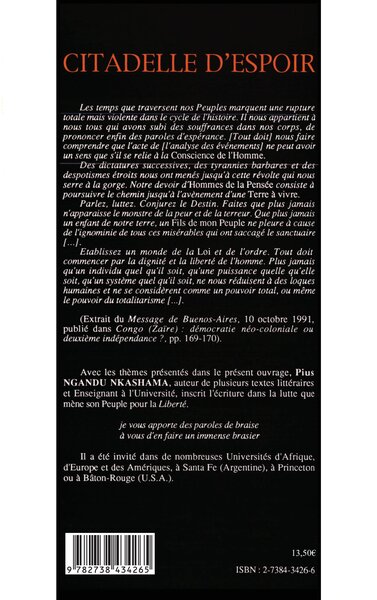 Citadelle d'espoir (9782738434265-back-cover)