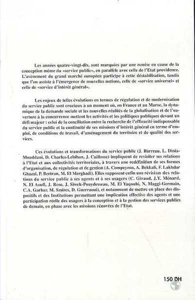 LE DEVENIR DU SERVICE PUBLIC, Comparaison France-Maroc (9782738469526-back-cover)