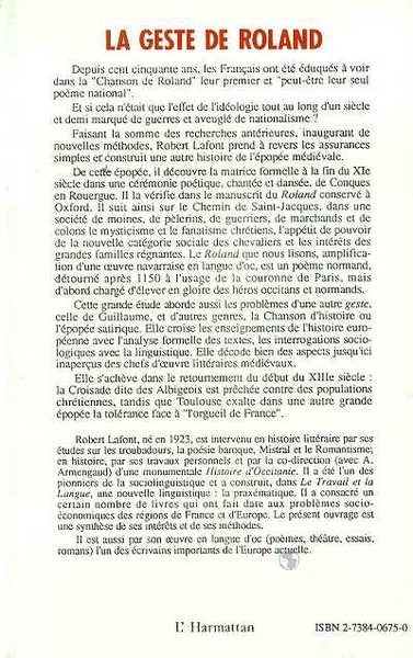 La geste de Roland, Tome 1 (9782738406750-back-cover)