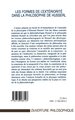 LES FORMES DE L'EXTERIORITE DANS LA PHILOSOPHIE DE HUSSERL (9782738488107-back-cover)
