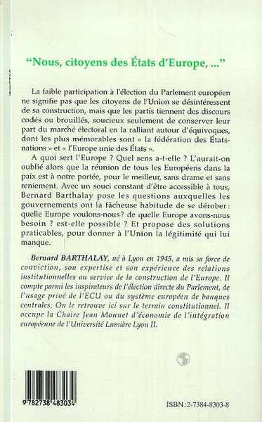 " NOUS, CITOYENS DES ETATS D'EUROPE,  " (9782738483034-back-cover)