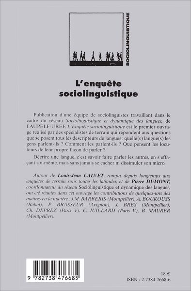 L' ENQUETE SOCIOLINGUISTIQUE (9782738476685-back-cover)