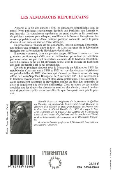 Les Almanachs républicains, Traditions révolutionnaires et culture politique (9782738416605-back-cover)