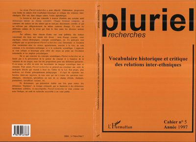 Pluriel Recherches, Vocabulaire historique et critique des relations inter-ethniques, Cahier n°5 Année 1997 (9782738467683-front-cover)