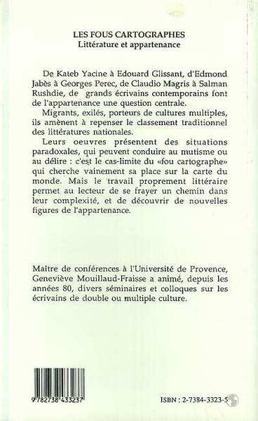 Les fous cartographes, Littérature et appartenance (9782738433237-back-cover)