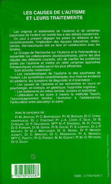 LES CAUSES DE L'AUTISME ET LEURS TRAITEMENTS (9782738492487-back-cover)
