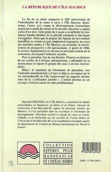 La République de l'lle Maurice, Dans le sillage de la délocalisation (9782738429032-back-cover)