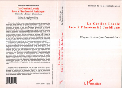 La gestion locale face à l'insécurité juridique, Diagnostic-Analyse-Propositions (9782738461223-front-cover)