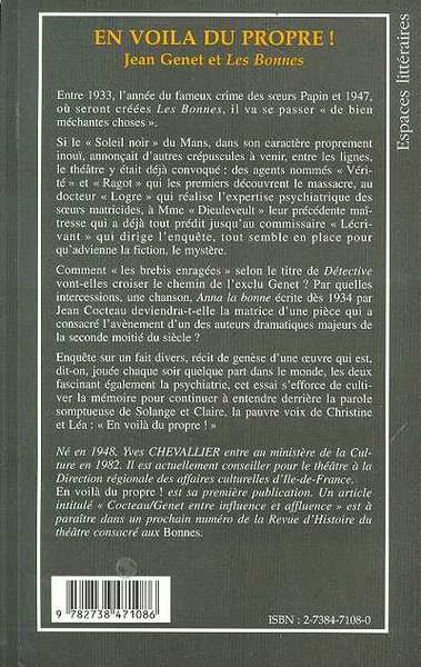 En Voila du Propre ! Jean Genet et les Bonnes (9782738471086-back-cover)