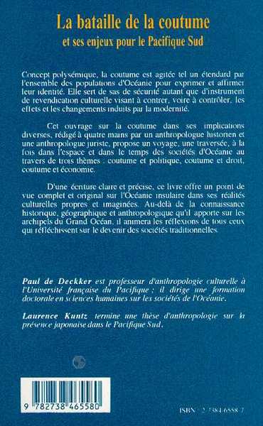 La Bataille de la Coutume et ses Enjeux pour le Pacifique Sud (9782738465580-back-cover)