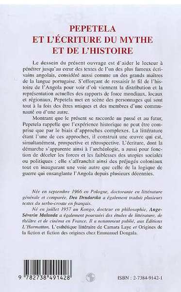 PEPETELA ET L'ECRITURE DU MYTHE ET DE L'HISTOIRE (9782738491428-back-cover)