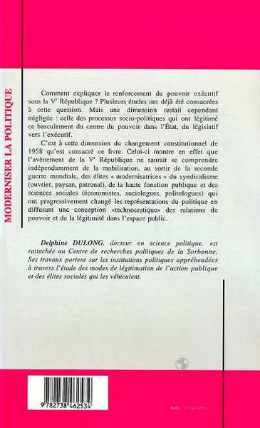 Moderniser la Politique, Aux origines de la Ve République (9782738462534-back-cover)