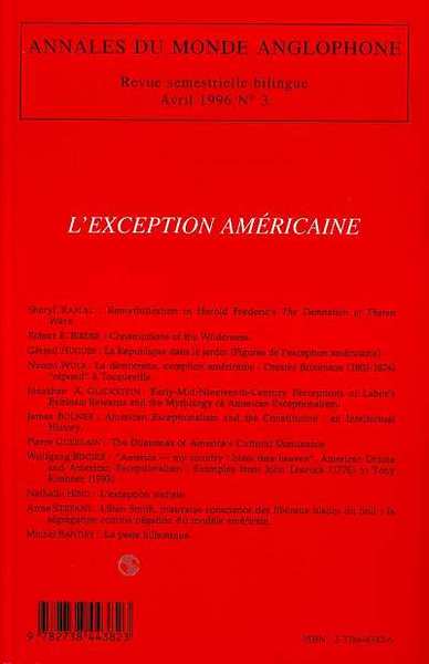 Annales du Monde Anglophone, L'exception américaine (9782738443823-back-cover)