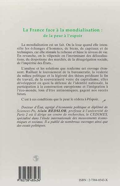 LA FRANCE FACE A LA MONDIALISATION : DE LA PEUR A L'ESPOIR (9782738485434-back-cover)