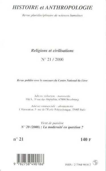 Histoire et Anthropologie, RELIGIONS ET CIVILISATIONS (9782738490186-back-cover)