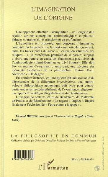 L'IMAGINATION DE L'ORIGINE (9782738488374-back-cover)