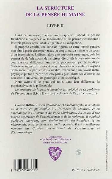 LA STRUCTURE DE LA PENSEE HUMAINE, Livre II (9782738483331-back-cover)