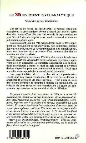 Le Mouvement Psychanalytique, Le Mouvement Psychanalytique Vol. I, 1 (9782738468901-back-cover)