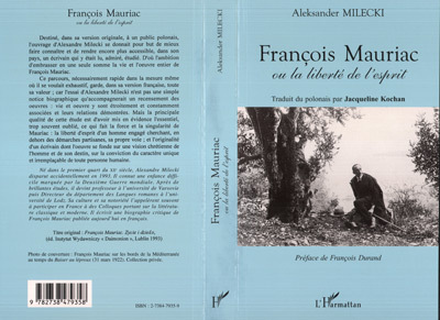 FRANÇOIS MAURIAC, ou la liberté de l'esprit (9782738479358-front-cover)