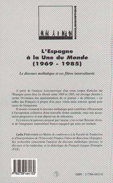 L'Espagne a la une du "monde" (1969-1985), Le discours médiatique et ses filtres interculturels (9782738464132-back-cover)