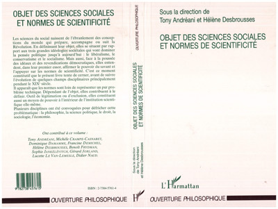 Objet des Sciences Sociales et Normes de Scientificité (9782738457615-front-cover)