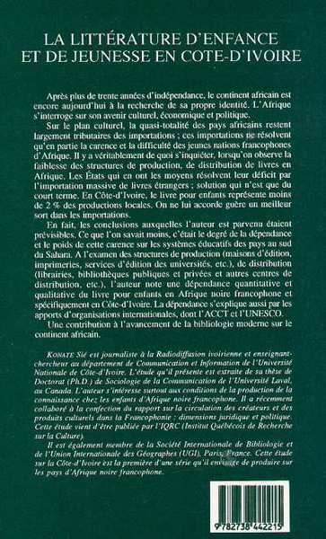 La littérature d'enfance et de jeunesse en Côte d'Ivoire, Structure de production et de distribution du livre (9782738442215-back-cover)