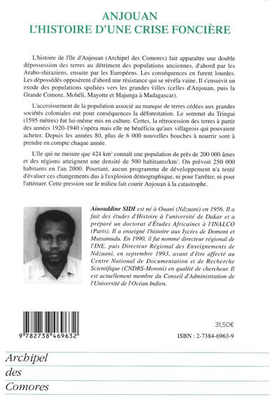 Anjouan l'histoire d'une crise foncière (9782738469632-back-cover)