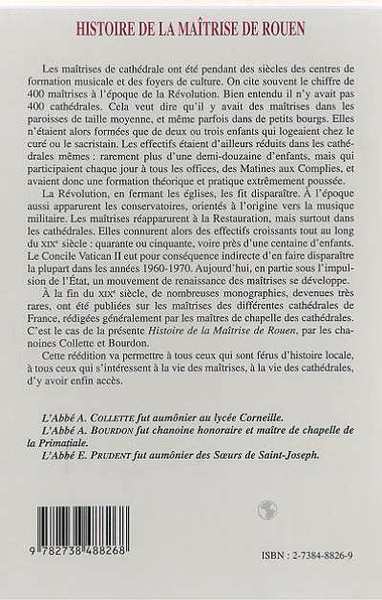 Histoire de la maîtrise de Rouen (9782738488268-back-cover)