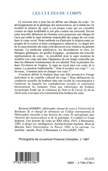 Les cultes du corps, Ethique et sciences (9782738427861-back-cover)