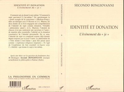 IDENTITE ET DONATION, L'événement du " je " (9782738476135-front-cover)