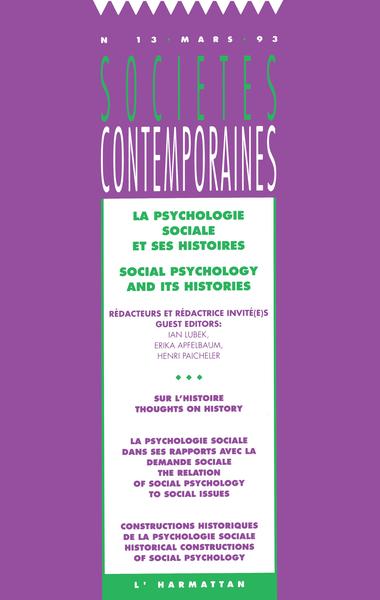 Sociétés Contemporaines, La psychologie sociale et ses histoires, Social psychology and its histories (9782738421548-front-cover)