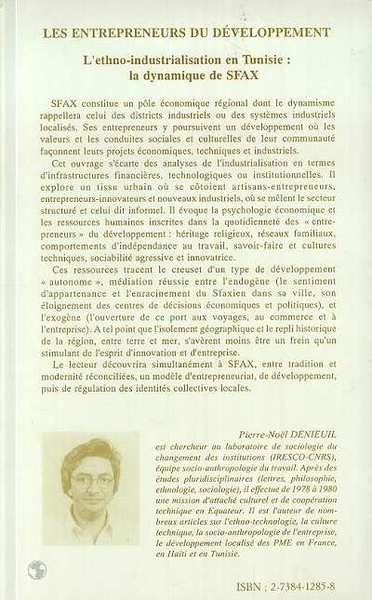 Les entrepreneurs du développement, L'ethno-industrialisation en Tunisie : la dynamique de Sfax (9782738412850-back-cover)
