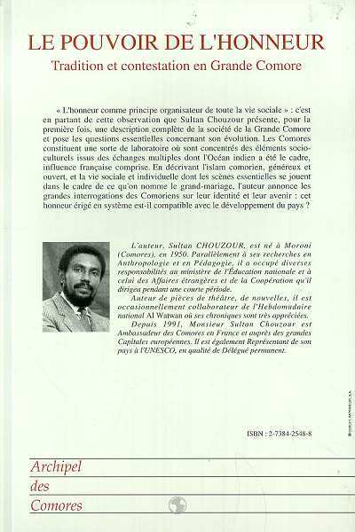 Le pouvoir de l'honneur, Tradition et contestation en Grande Comores (9782738425485-back-cover)