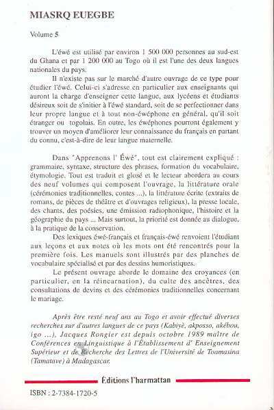 Apprenons l'ewe, Volume 5 (9782738417206-back-cover)