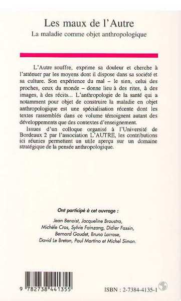 Les maux de l'autre, La maladie comme objet anthropologique (9782738441355-back-cover)