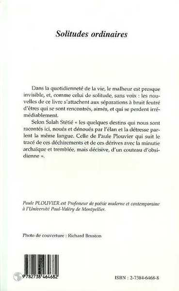 Solitudes Ordinaires, Nouvelles (9782738464682-back-cover)