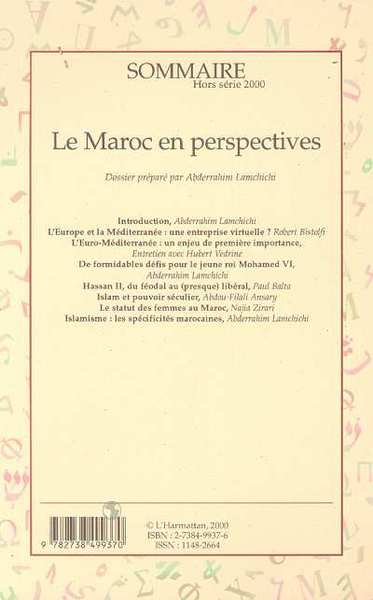 Confluences Méditerranée, Le Maroc en perspectives, Hors-série 2000 (9782738499370-back-cover)