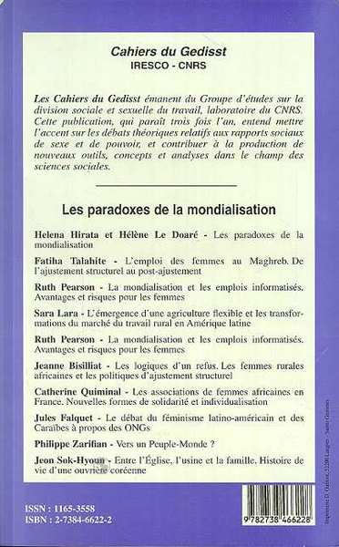 Cahiers du Genre, Les paradoxes de la mondialisation (9782738466228-back-cover)
