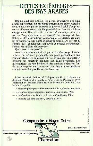 Dettes extérieures des pays arabes (9782738405739-back-cover)