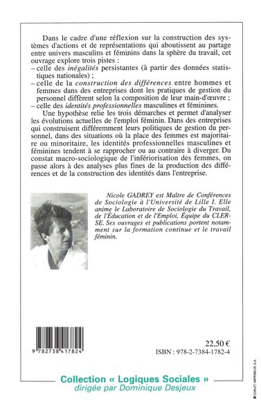 Hommes et femmes au travail, Inegalités, différences, identités (9782738417824-back-cover)