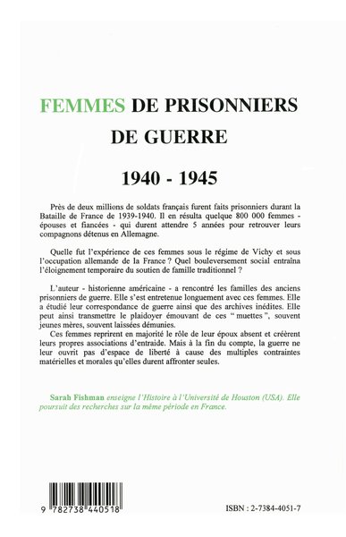 Femmes de prisonniers de guerre 1940-1945 (9782738440518-back-cover)