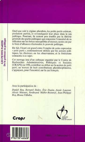 Les Petits Partis, De la petitesse en politique (9782738460608-back-cover)
