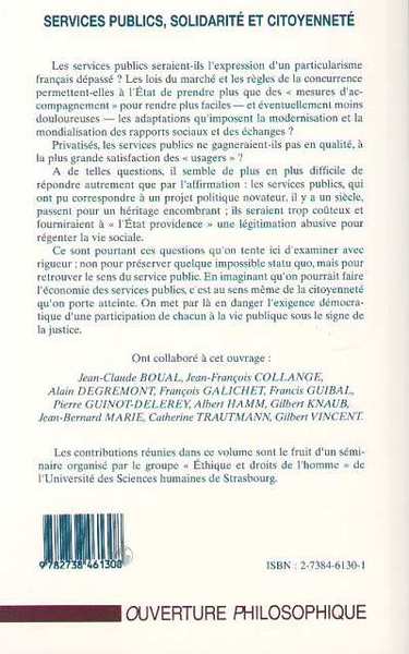 Services Publics, Solidarité et Citoyenneté (9782738461308-back-cover)