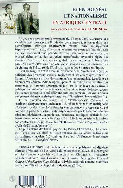 ETHNOGENESE ET NATIONALISME EN AFRIQUE CENTRALE, Aux racines de Patrice LUMUMBA (9782738473226-back-cover)