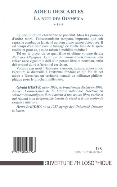 ADIEU DESCARTES, Essai sur le national-cartésianisme (9782738482761-back-cover)