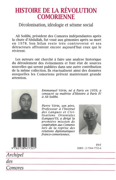 HISTOIRE DE LA RÉVOLUTION COMORIENNE, Décolonisation, idéologie et séisme social (9782738477521-back-cover)