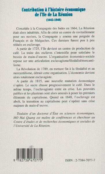 Contribution à l'histoire économique de l'île de la Réunion (1642-1848) (9782738470775-back-cover)