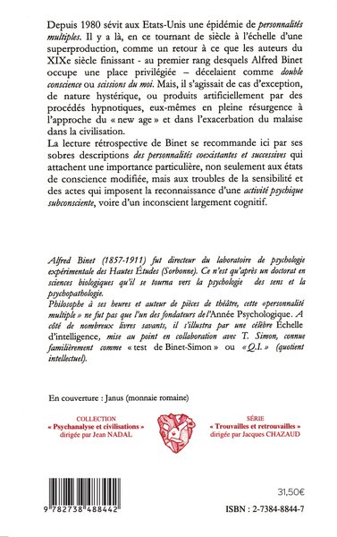 LES ALTERATIONS DE LA PERSONNALITE (9782738488442-back-cover)